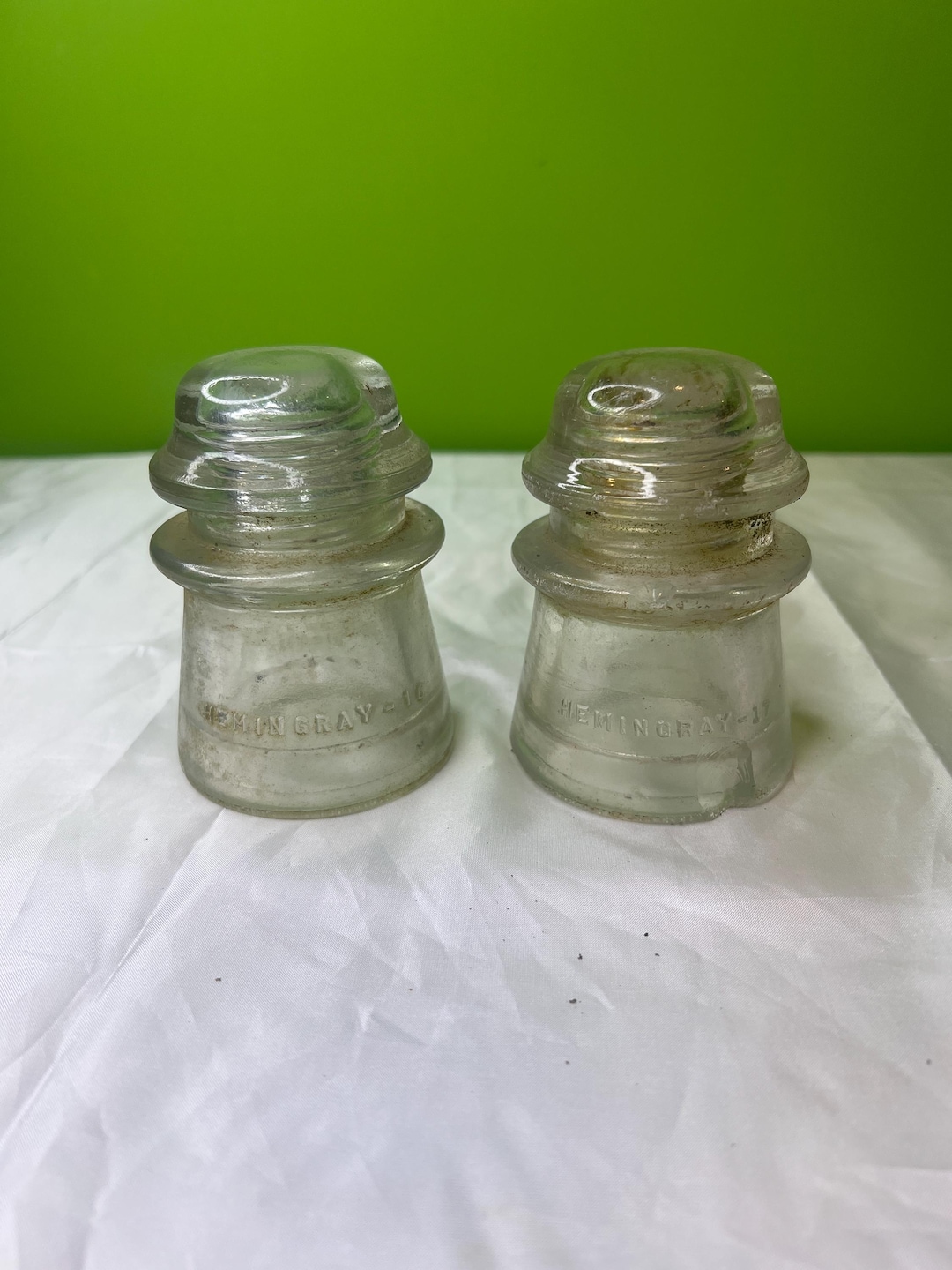 Hemingray 17 Vintage Hemingray Clear Glass Insulator #17 and #16 ~ Set of 2 ...