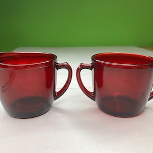 Vintage Ruby Red Glass Creamer and Sugar set