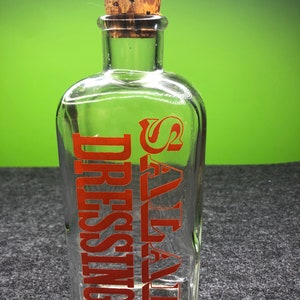 Vintage Modern Bottle Apothecary Style with Cork and Salad Dressing in Classic color and Font