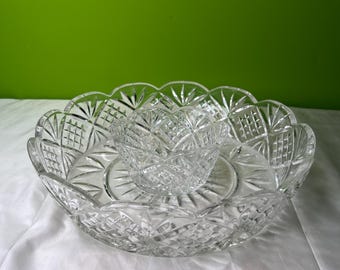 Vintage Godinger Shannon Crystal Dublin doorzichtige zware serveerschaal