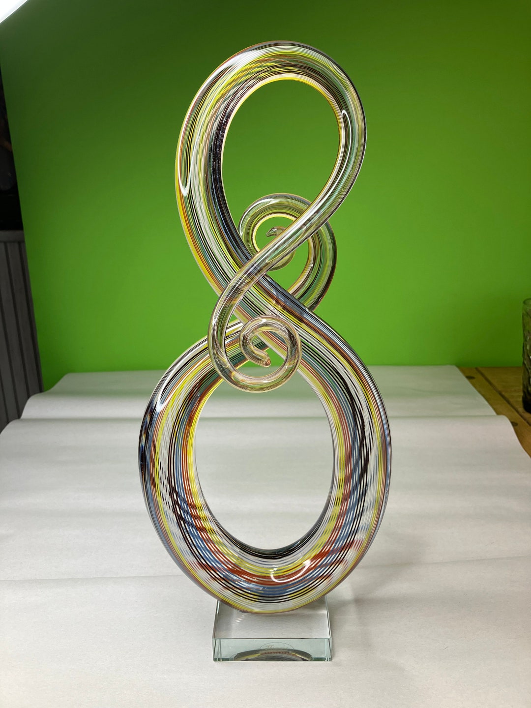 Vintage Murano Glass Co Hand Blown Twisted Glass Art Piece With ...