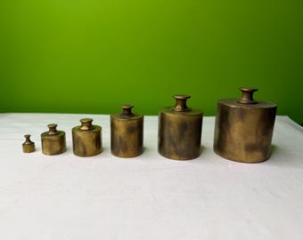 Vintage Choice of 6 Brass Weights for a Scale