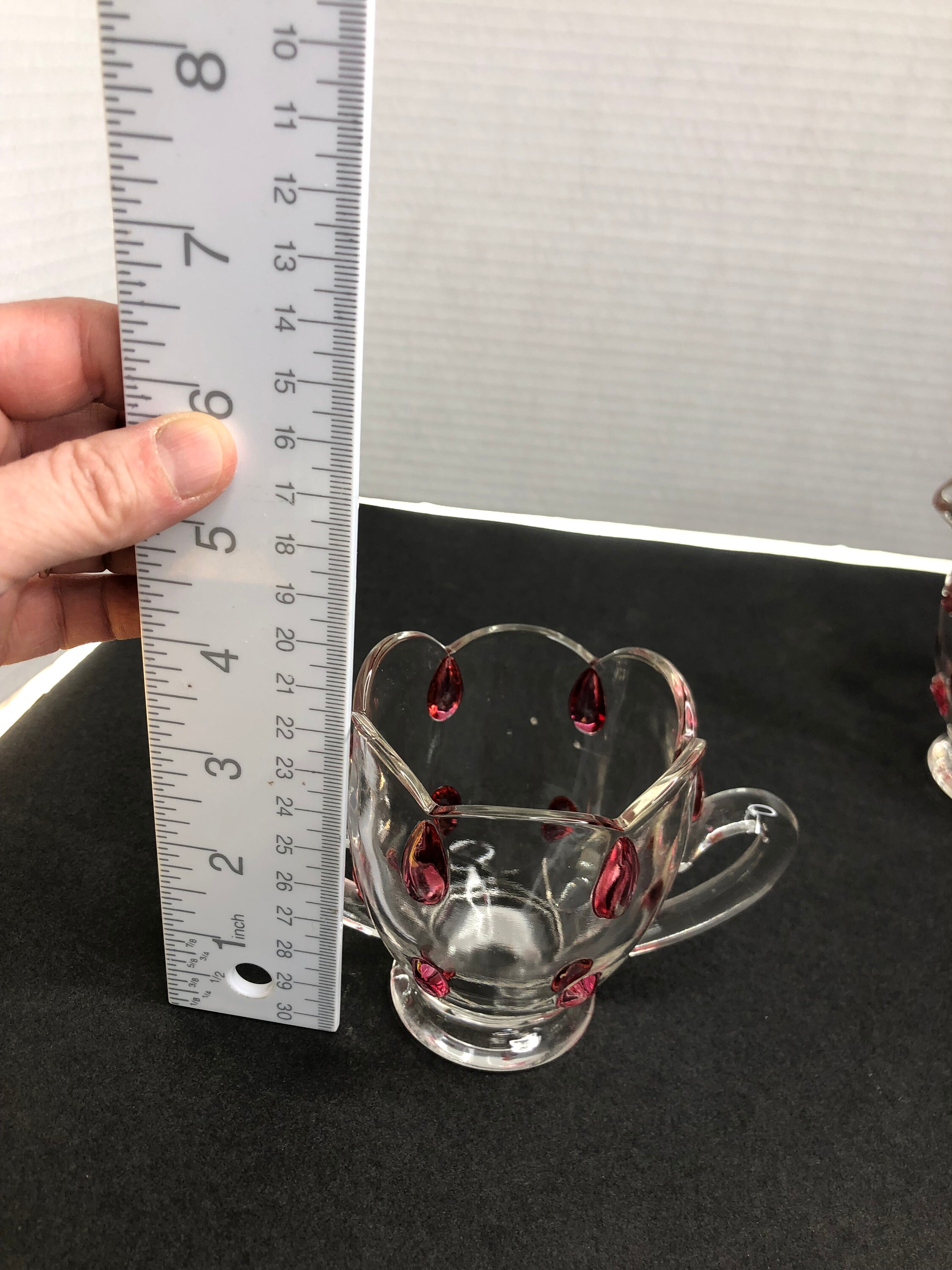 ヴィンテージ シュガー＆クリーマーセット インディアナ クリアガラス