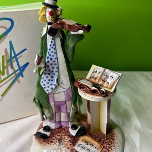 Vintage Lino ZAM PIVA Clown PORCELAIN Figurine Violinist Made in