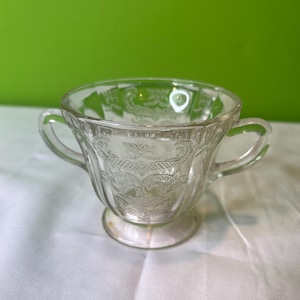 Vintage Madrid Clear Depression Glass Sugar Bowl