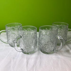 Vintage Princess House Fantasia Kristallbecher mit Weihnachtssternmuster ~ 4er Set