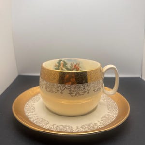 Vintage Sabin Crest-O-Gold Sabin WS George and Martha Tea/ Coffee Cup and Saucer Set Warranted 22K
