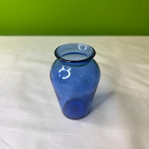 Vintage Small Pale Cobalt Blue Glass Bud Vase ~  Shoulder Urn Shape