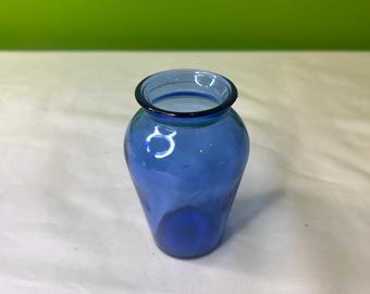 Vintage Small Pale Cobalt Blue Glass Bud Vase ~  Shoulder Urn Shape