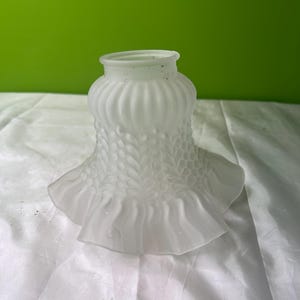 Vintage Frosted Glass Ruffled Lamp Shade, 6 inch Chandelier Replacement