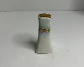 Salière florale vintage en porcelaine du Japon avec dessus doré