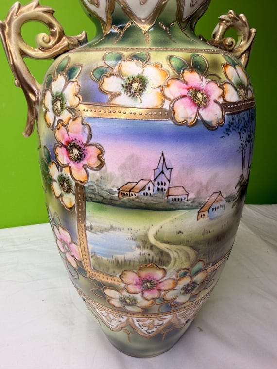陶磁器 西洋風 アンティーク フルーツ入れ 花瓶 金彩釉裏紅紫陽花絵飾り花瓶 藤井錦彩作】有田焼美術品 陶芸家 有田焼 花柄装飾 アンティーク雑貨