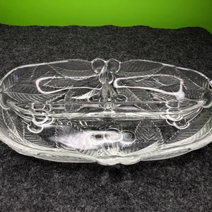 Vintage Mikasa Heavy Pattern Glass Dish with Beautiful Cherry Design and beautifully Tri divided