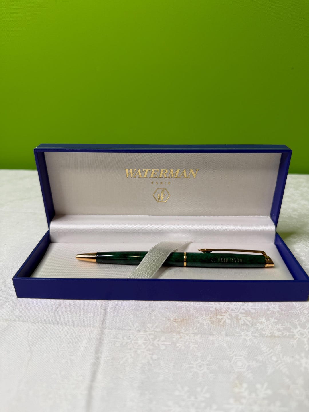 Waterman ボールペン グリーンマーブル おそらくヴィンテージのウォーターマン パリ グリーンマーブル 半球型