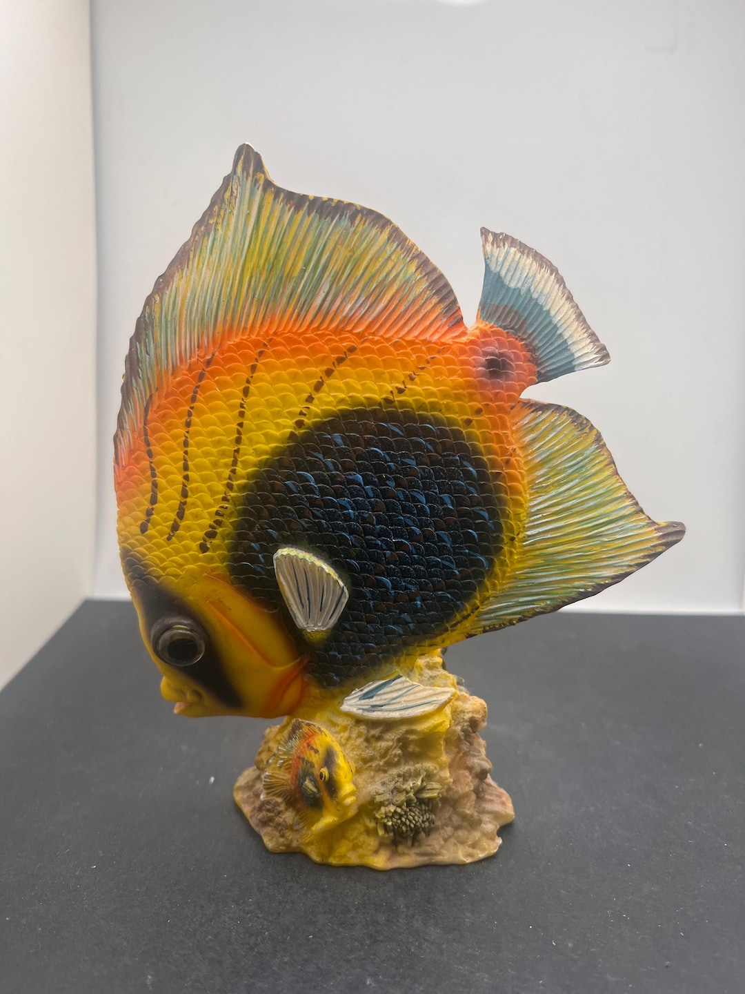 Sample Resin Fish Vintage Large Multicolored Resin Figurine of Tropical Fish ~ Beautiful ...
