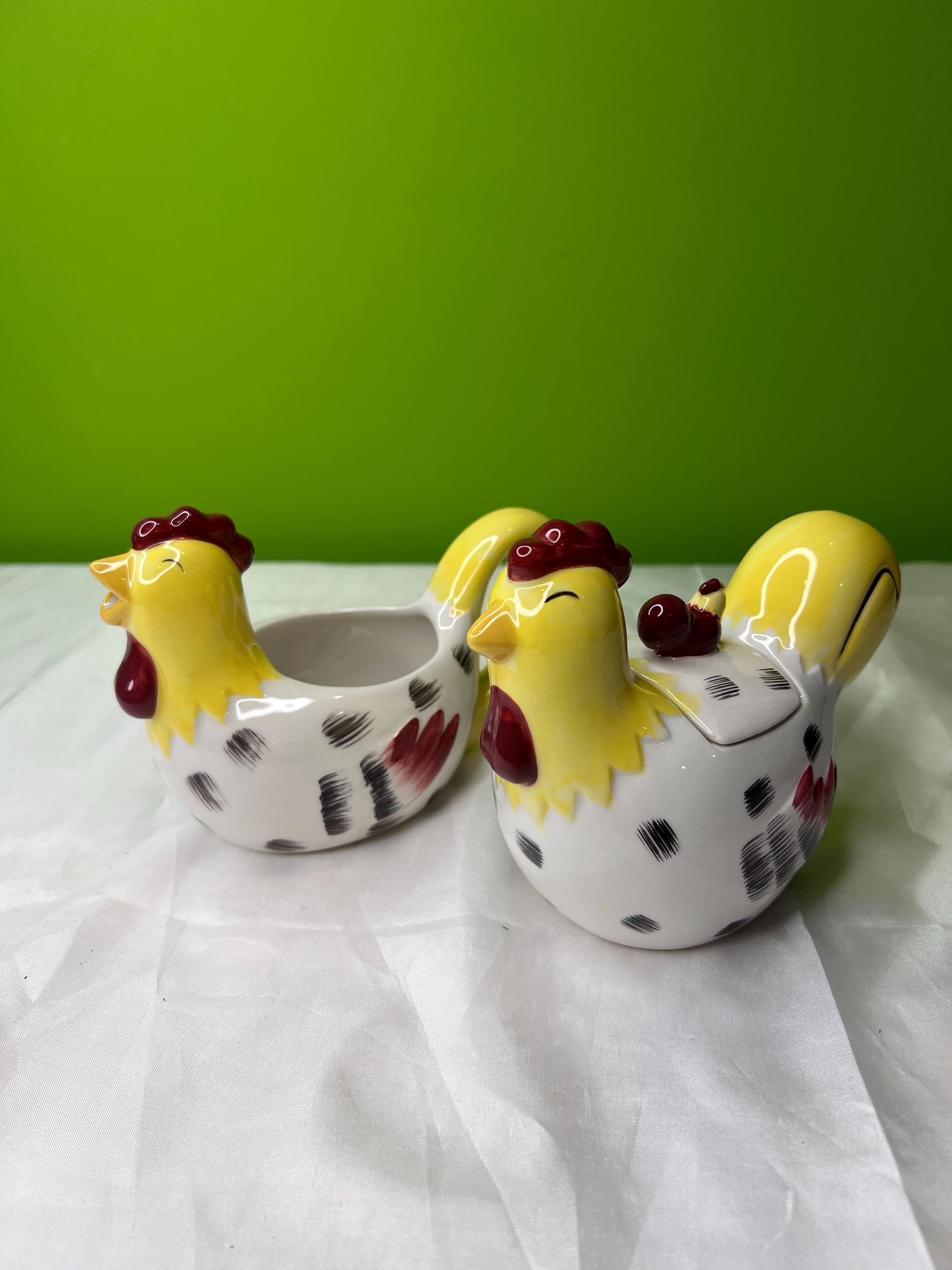 Pot à Lait Crémier En Forme De Coq – Céramique Peinte Main, Vintage 1980
