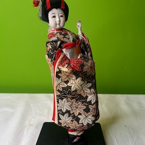 Vintage Japanese Kimono Geisha Doll Painted Figurine Statue Decor