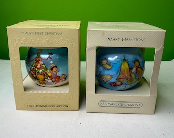 Vintage Choice of 2 Hallmark Satin Ball Ornaments