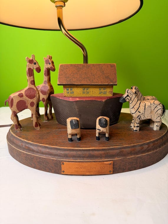 Vintage Millwood Toy Co Barry Grosscup 1992 Noahs Ark Wood Lamp