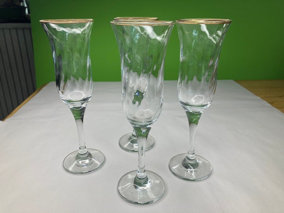 Vintage geriffelte Sektgläser 4er Set