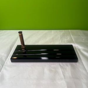 Vintage Black Heavy Paperweight Pen Holder