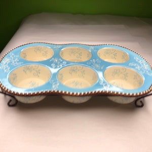 Vintage Cream Stoneware Muffin Cupcake Mold Heavy Baking Pan 
