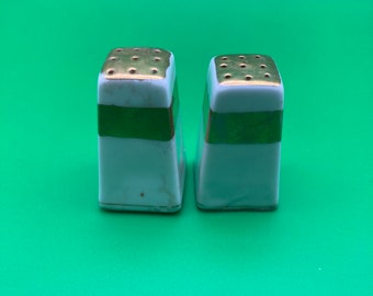 Vingage Mini White and Gold Salt and Pepper Shakers
