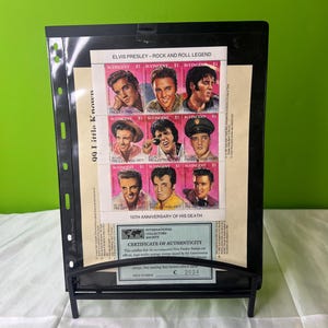 Coleção de selos colecionáveis de Elvis Presley ~ 15º aniversário de sua morte com certificado de autenticidade