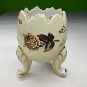 Vintage Fine porcelain Cut Egg Vase from Napcoware Gorgeous footed and lovely pattern and color
