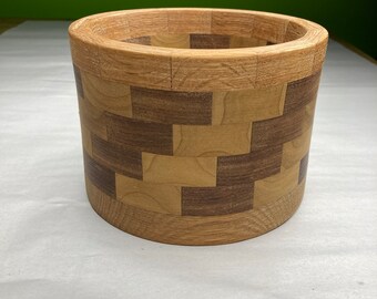 Vintage Segmented Hand Turned Wooden Bowl