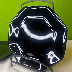 Vintage Arcoroc France Octime Black Octagon Shaped Dinner Plates /Strengthened Heat Resist/Toughened Glassware