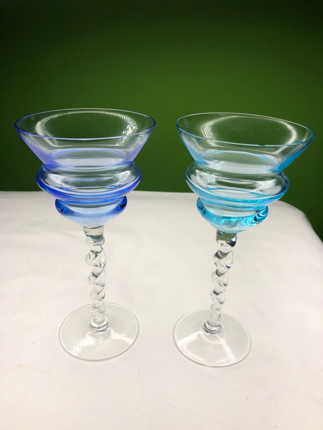 Vintage Bubble Stack Twisted Stem Glass Stemware With Etsy