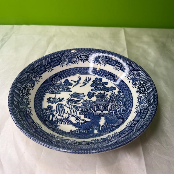 Vintage Churchill Blauweide Ca. 8” Salat Schüssel Blau Transferware Schüssel England