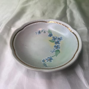 Vintage Richard Ginori Italian Gold Trimmed Scalloped Edge Deep Plate/Bowl ~ Forget Me Not Floral Design ~ Made in Italy