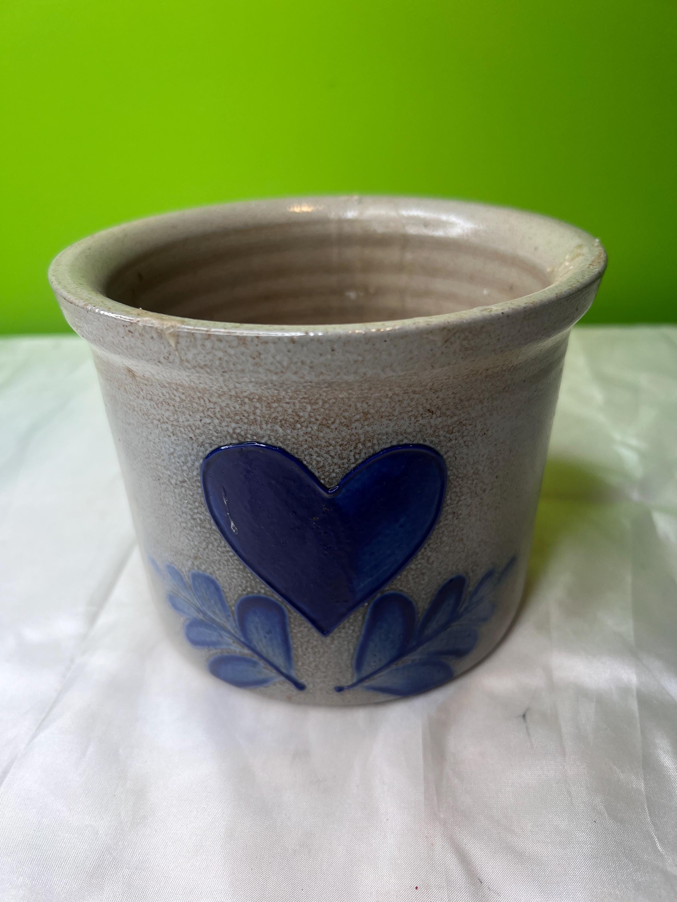 Vintage David Eldreth Pottery HEART Crock Salt Glazed Stoneware