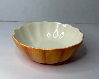 Vintage Otagiri Japan 6.25” Handpainted Autum Harvest Orange Pumpkin Bowl Dessert Dish