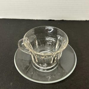 Vintage Arcoroc France Clear Glass Espresso Coffee/Tea Cup and Saucer