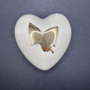 Vintage Takahashi White Porcelain Gold Butterflies Jewelry Box