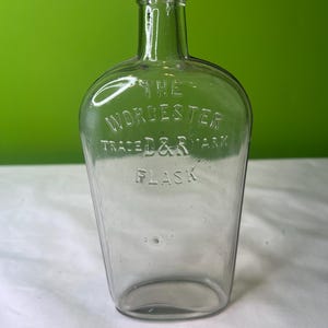 Vintage Embossed 1/2 Pint Flask "The Worcester" Trademark D&R Flask Look