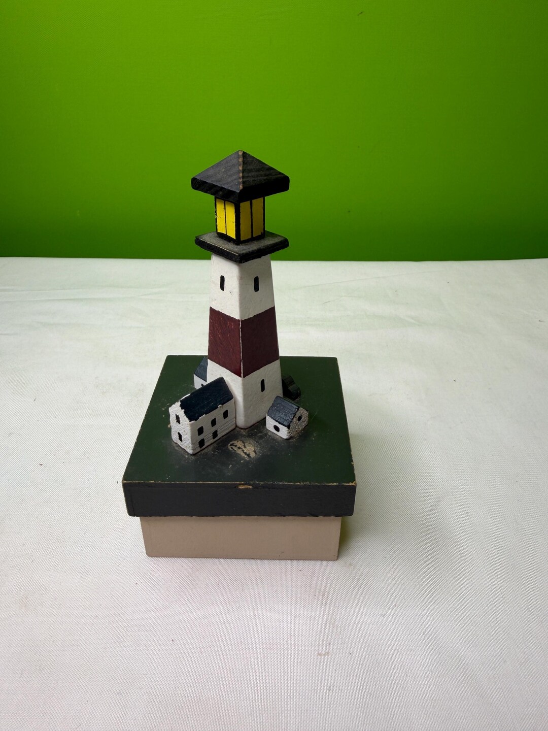 Vintage Small Box With Lighthouse Attached to Lid - Etsy