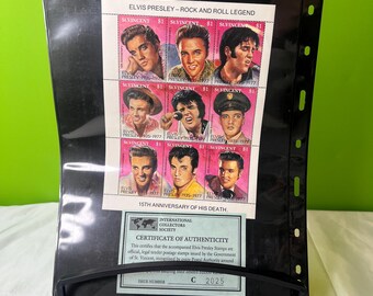 エルヴィス・プレスリーの切手コレクション ～ 死後15周年記念、鑑定書