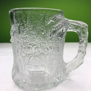 Vintage Rocdonald’s Flintstone Collection TreeMendous Mug made in France from Heavy Glass Beautiful details hard to find