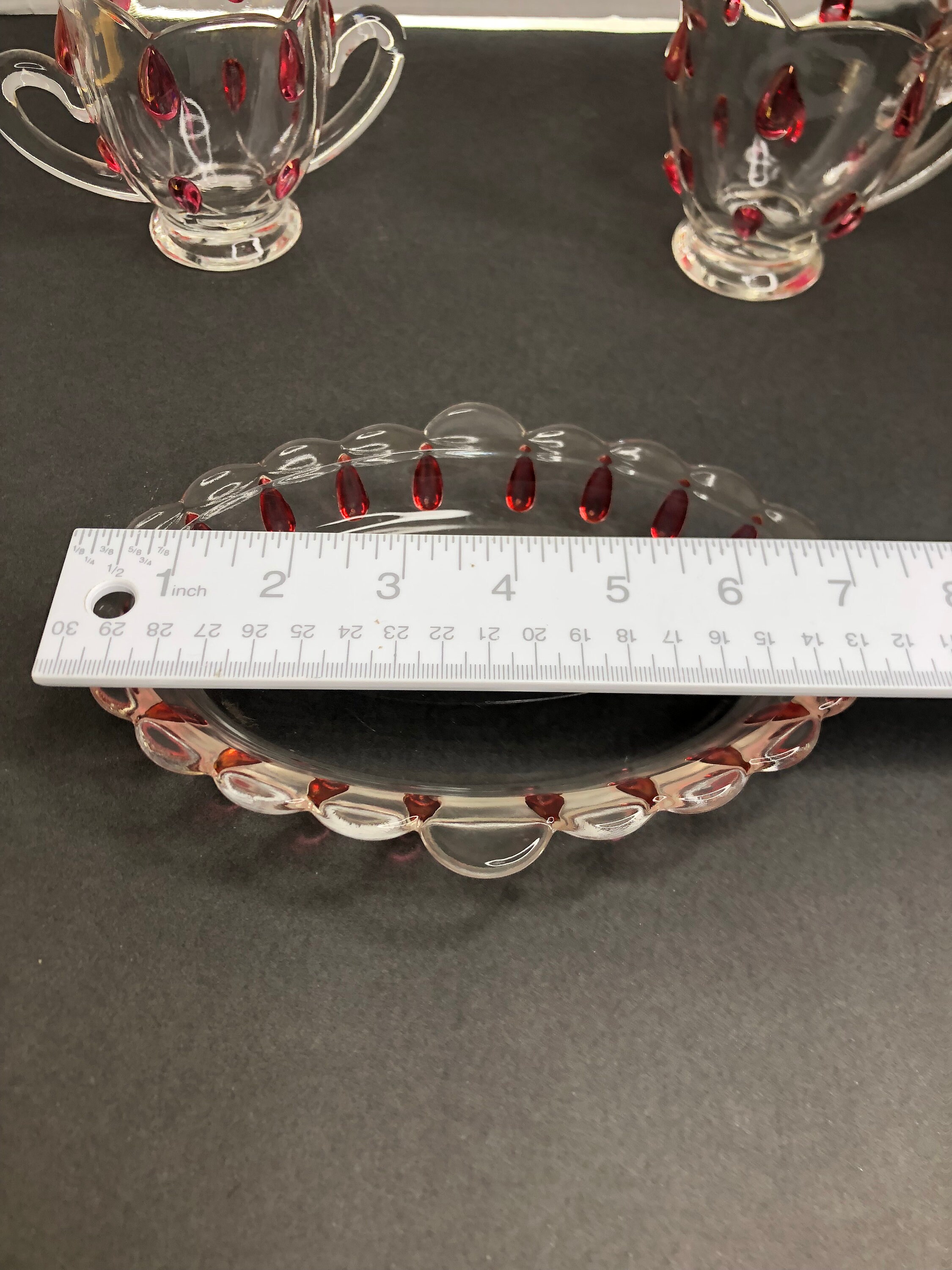 ヴィンテージ シュガー＆クリーマーセット インディアナ クリアガラス