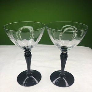 Vintage Clear crystal Glass  stemware with unbelievable Black twisted stem to pedestal Unbelievable