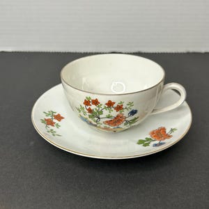 Vintage Union Czechoslovakia Minimal 3 Flower Porcelain Tea Cup and Saucer
