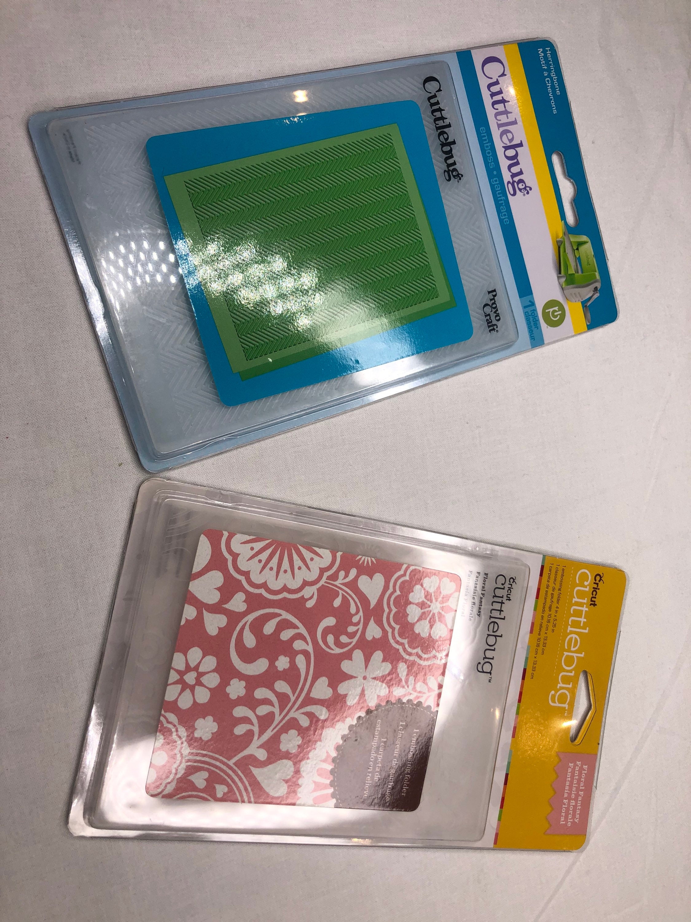 Cricut Cuttlebug Embossing Folders New in Packaging Includes Floral Fantasy  and Herringbone. Great Value 