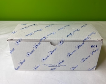 Lámparas de aceite flotantes vintage Princess House Heritage Crystal 601, juego de 3 piezas con embudo, nuevas en caja