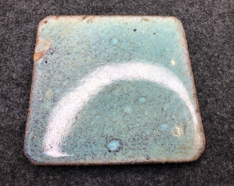 Vintage Hand Made Ceramic Turquoise Glaze Finish Square