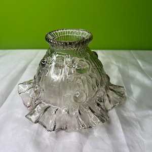 Vintage Lavender Cabbage Rose Fairy Lamp Shade Fitter size 1.5” ~ Possibly Fenton ~ Small Chip ~ Price Reduced
