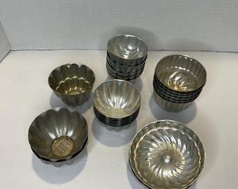 Vintage Assorted Shapes Aluminum Tin Jello Molds
